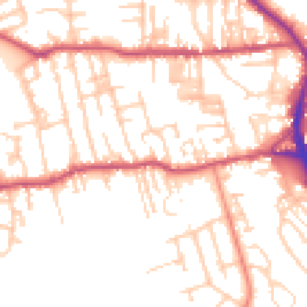 Daytime road noise heatmap for BD19 5HQ