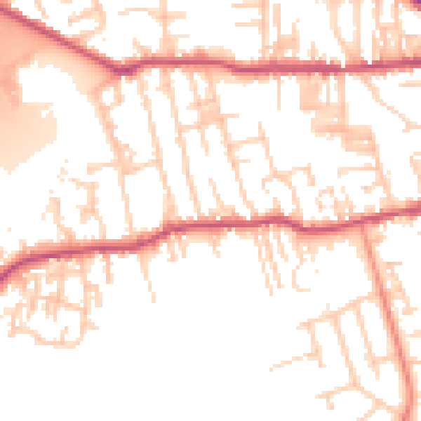 Daytime road noise heatmap for BD19 5HU