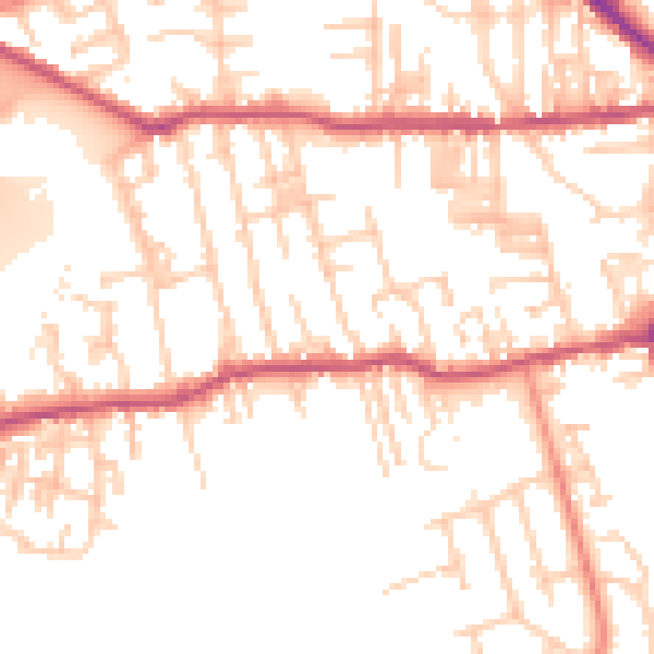 Daytime road noise heatmap for BD19 5HY