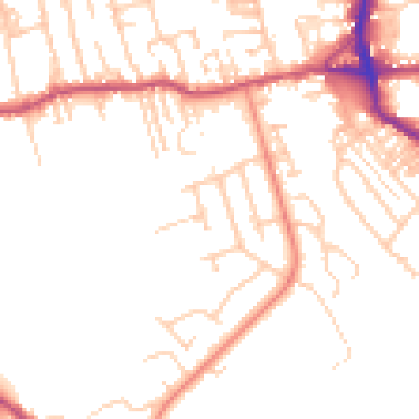 Daytime road noise heatmap for BD19 5JA