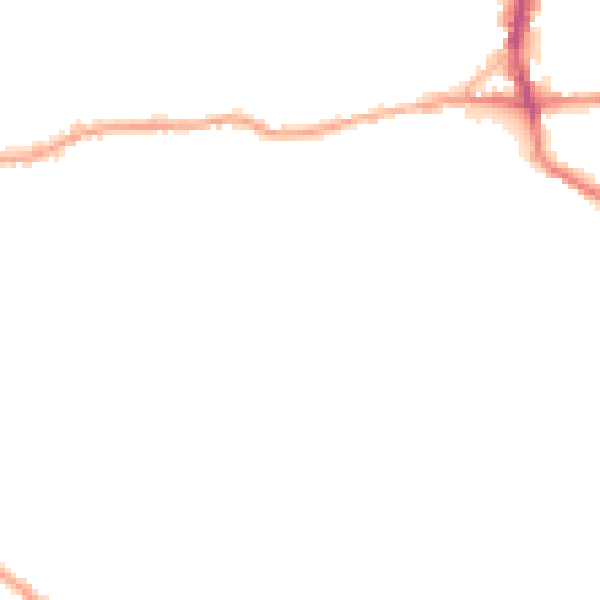 Night-time road noise heatmap for BD19 5JA