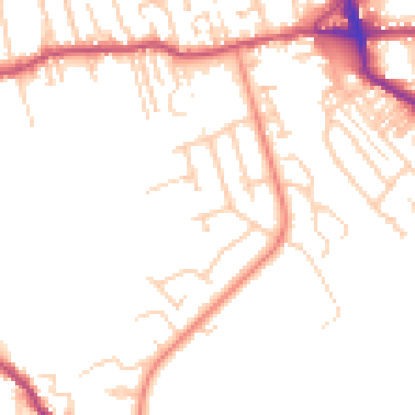 Daytime road noise heatmap for BD19 5JE