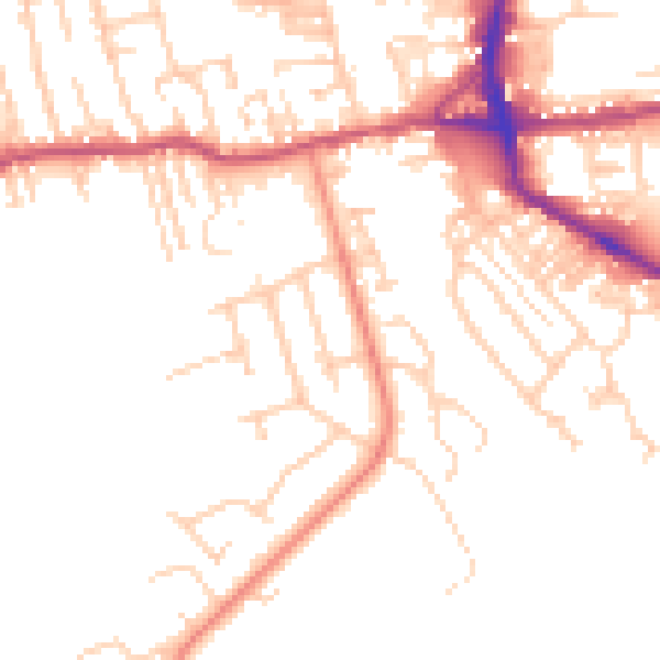 Daytime road noise heatmap for BD19 5JH