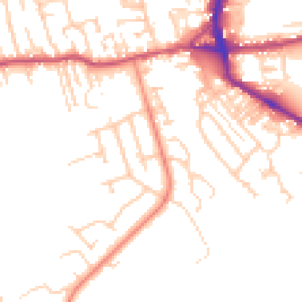 Daytime road noise heatmap for BD19 5JL