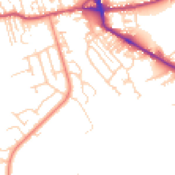 Daytime road noise heatmap for BD19 5JW