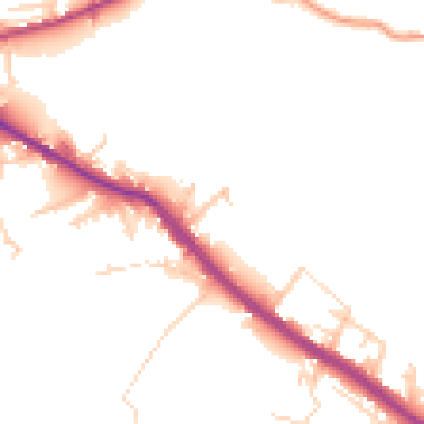 Daytime road noise heatmap for BD19 5LL