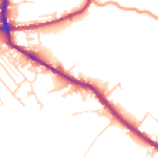 Daytime road noise heatmap for BD19 5LP