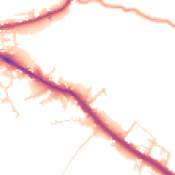 Daytime road noise heatmap for BD19 5LQ
