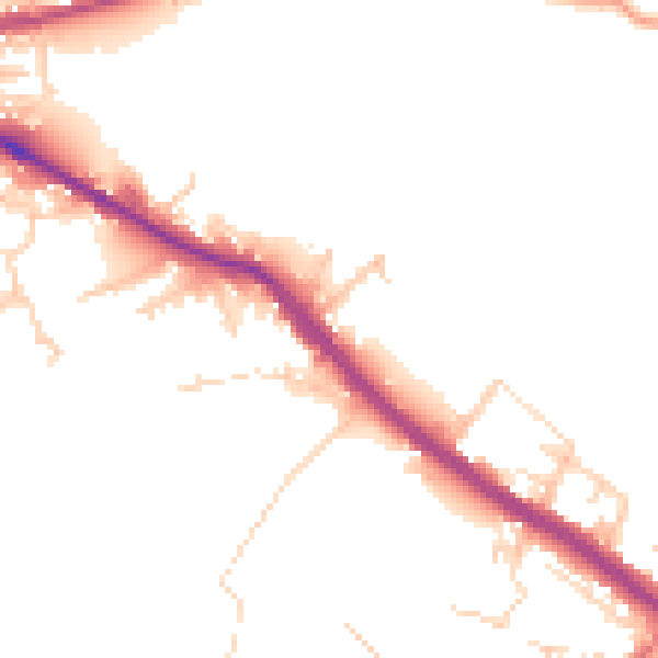 Daytime road noise heatmap for BD19 5LR