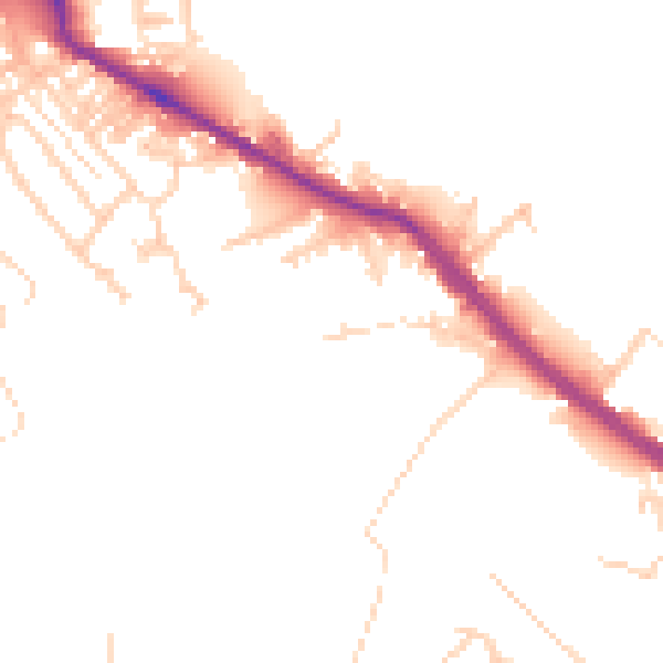Daytime road noise heatmap for BD19 5LX