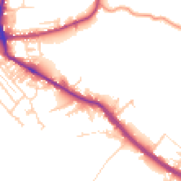 Daytime road noise heatmap for BD19 5NE
