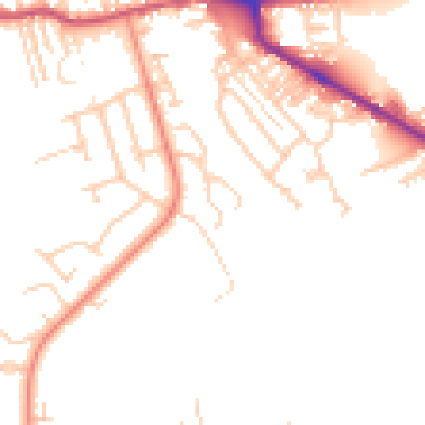 Daytime road noise heatmap for BD19 5NP