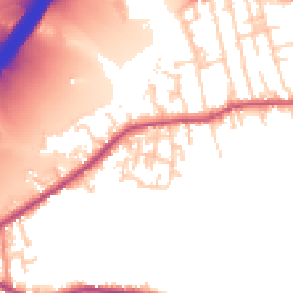 Daytime road noise heatmap for BD19 6AG