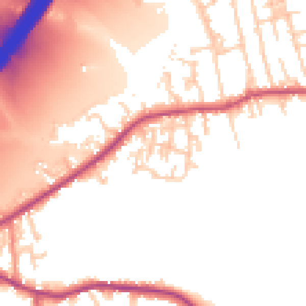 Daytime road noise heatmap for BD19 6AH