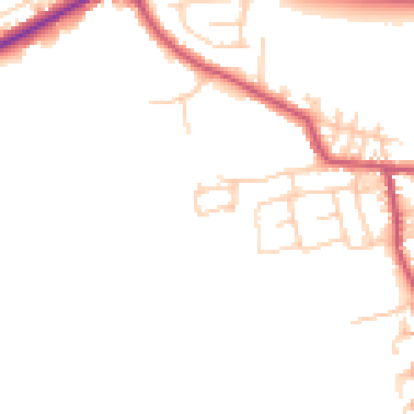 Daytime road noise heatmap for BD19 6AS