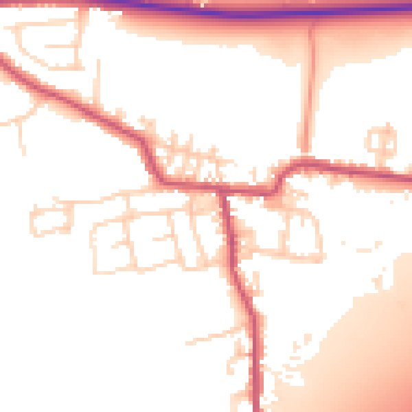 Daytime road noise heatmap for BD19 6AX