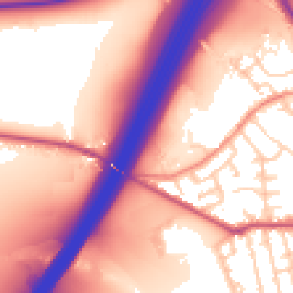 Daytime road noise heatmap for BD19 6BB