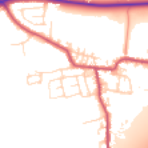 Daytime road noise heatmap for BD19 6DE