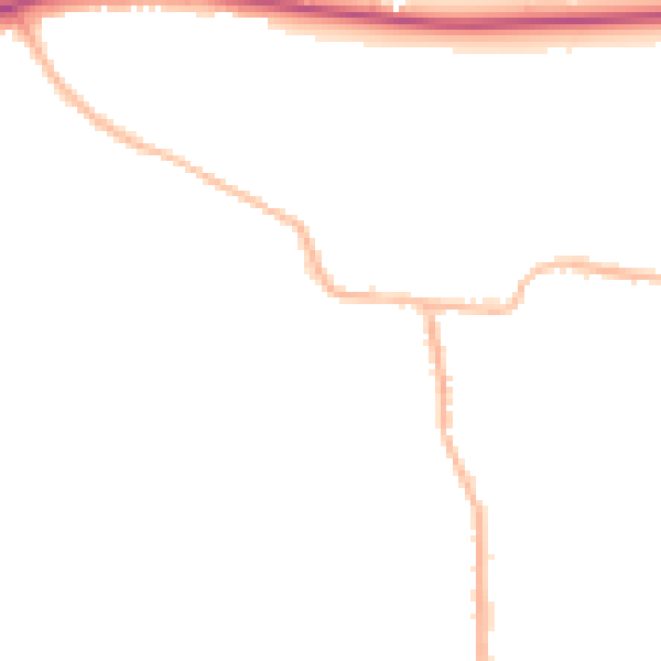 Night-time road noise heatmap for BD19 6DE