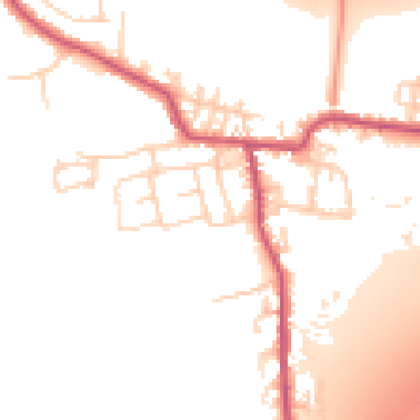 Daytime road noise heatmap for BD19 6DF