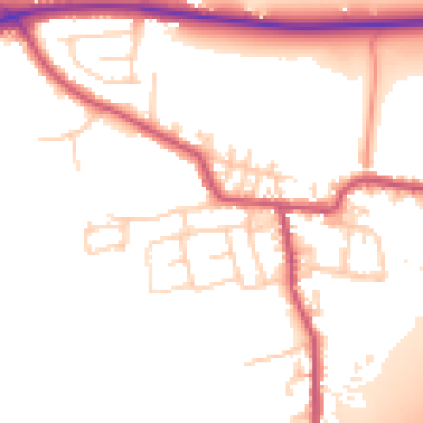 Daytime road noise heatmap for BD19 6DP