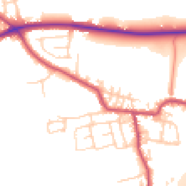 Daytime road noise heatmap for BD19 6DS