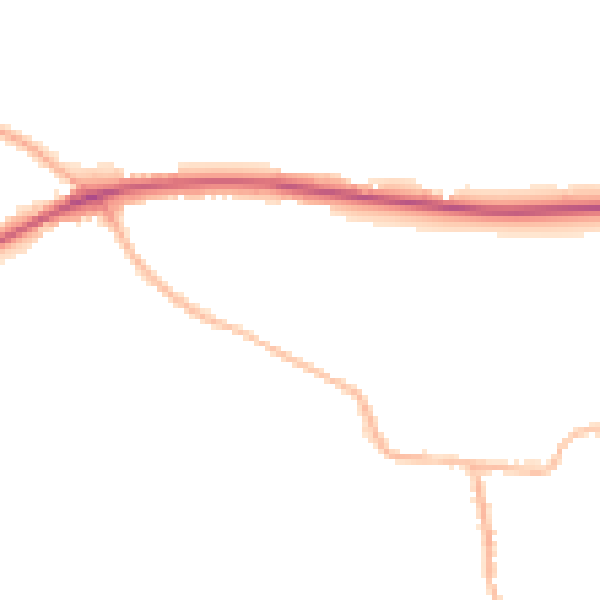Night-time road noise heatmap for BD19 6DT