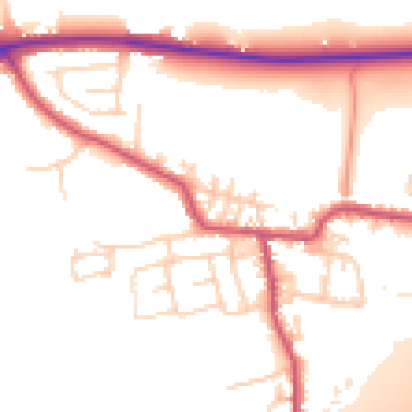Daytime road noise heatmap for BD19 6DZ