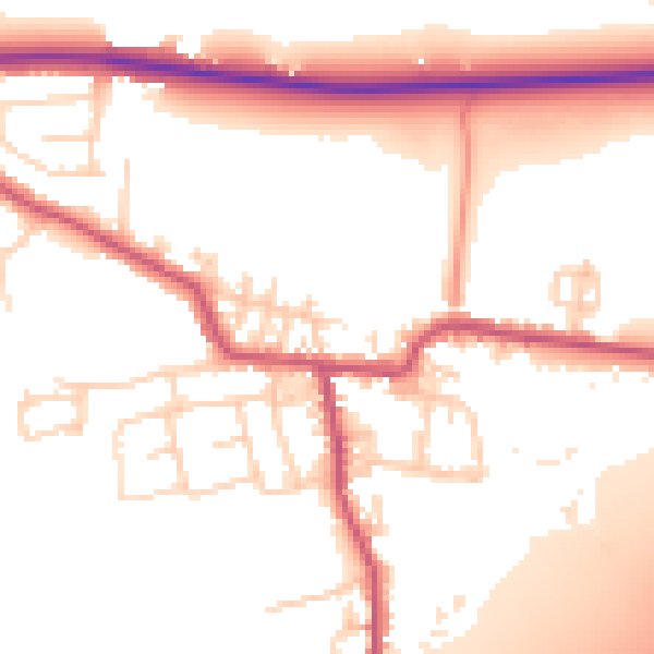 Daytime road noise heatmap for BD19 6EJ