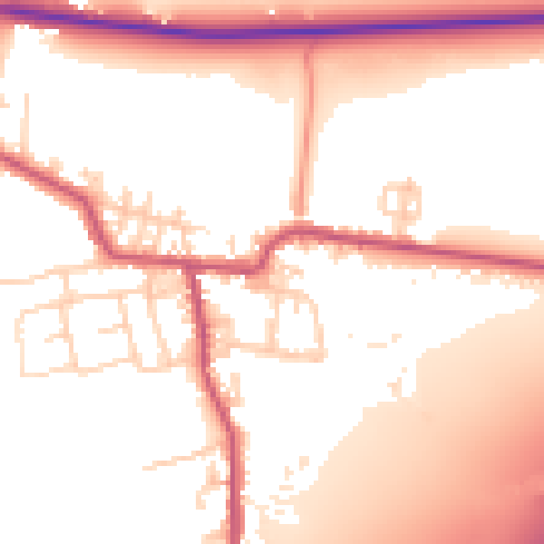 Daytime road noise heatmap for BD19 6EP
