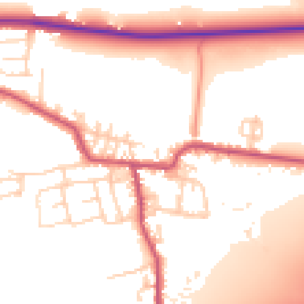 Daytime road noise heatmap for BD19 6ER