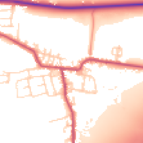 Daytime road noise heatmap for BD19 6ES