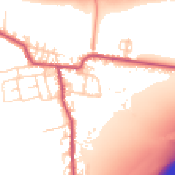Daytime road noise heatmap for BD19 6EU