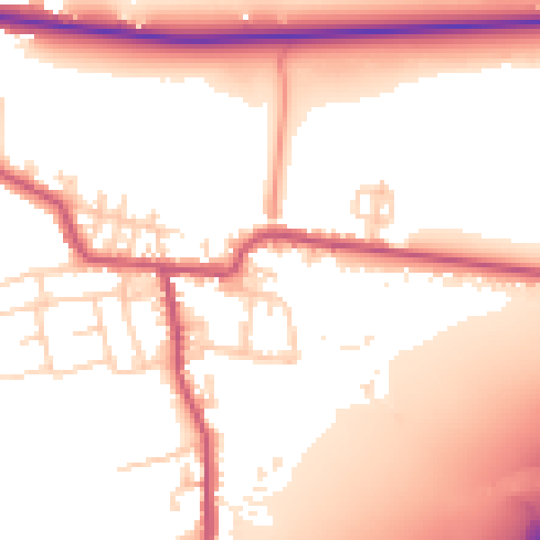 Daytime road noise heatmap for BD19 6EZ