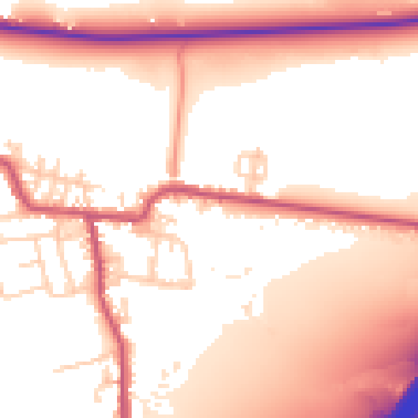 Daytime road noise heatmap for BD19 6HJ