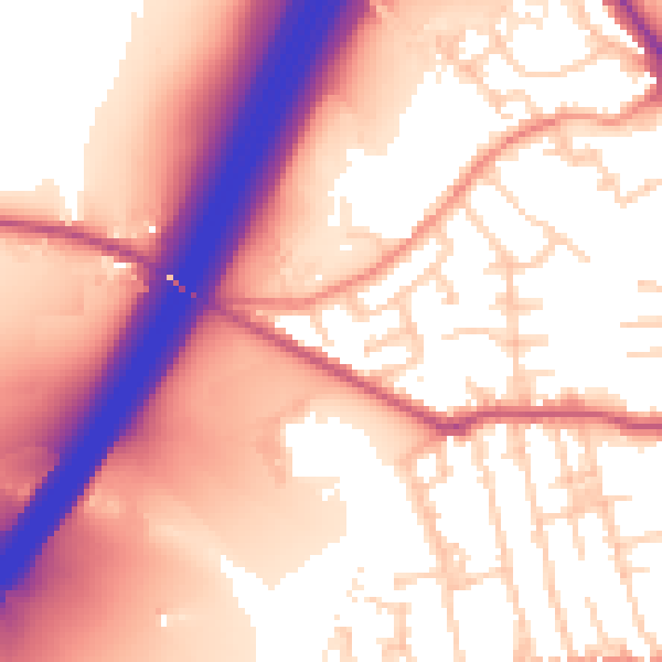 Daytime road noise heatmap for BD19 6HT