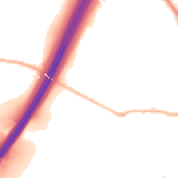 Night-time road noise heatmap for BD19 6HT