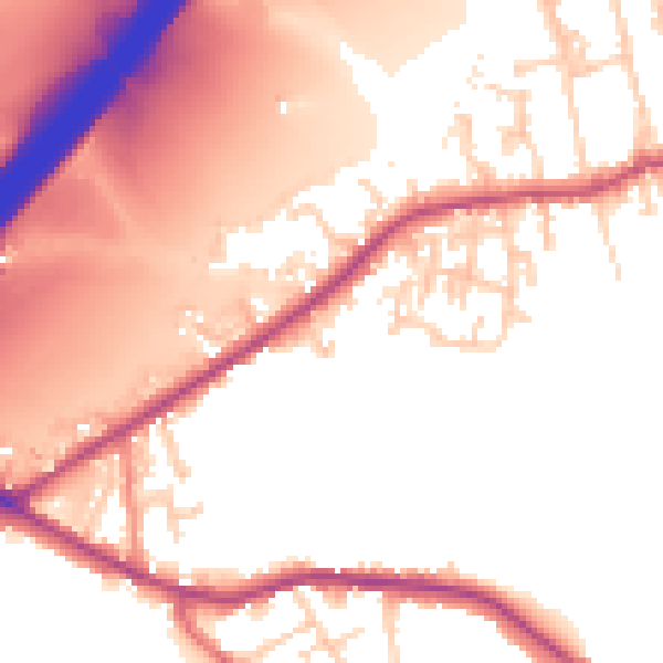 Daytime road noise heatmap for BD19 6JN