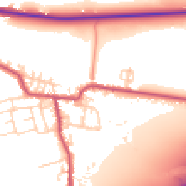 Daytime road noise heatmap for BD19 6JQ
