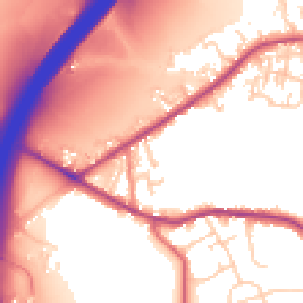 Daytime road noise heatmap for BD19 6LA