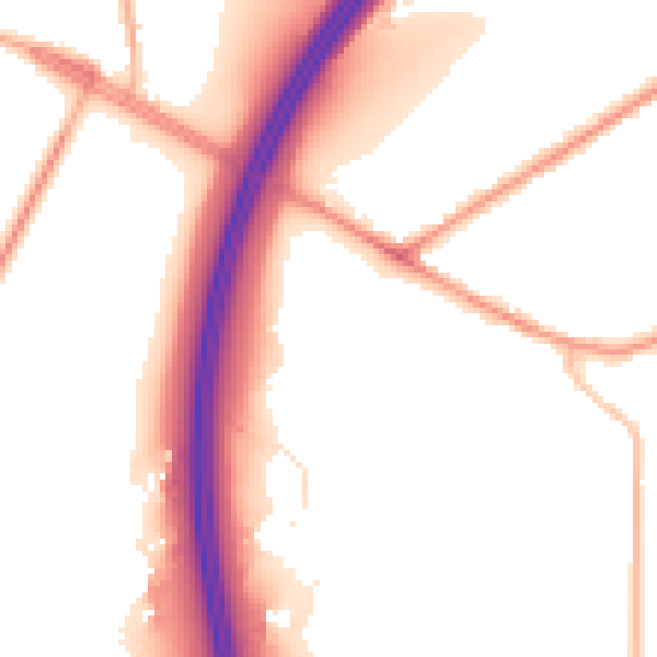 Night-time road noise heatmap for BD19 6LW