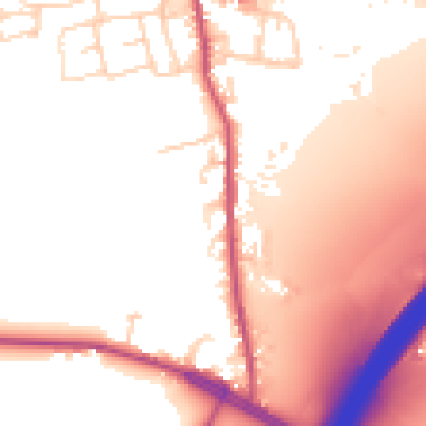 Daytime road noise heatmap for BD19 6LZ
