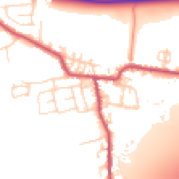 Daytime road noise heatmap for BD19 6NA