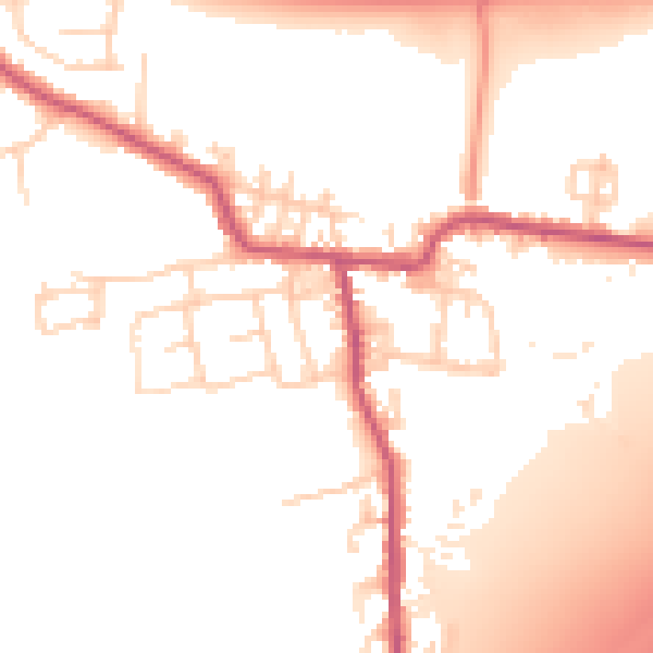 Daytime road noise heatmap for BD19 6NB