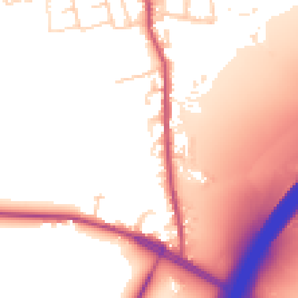 Daytime road noise heatmap for BD19 6NG