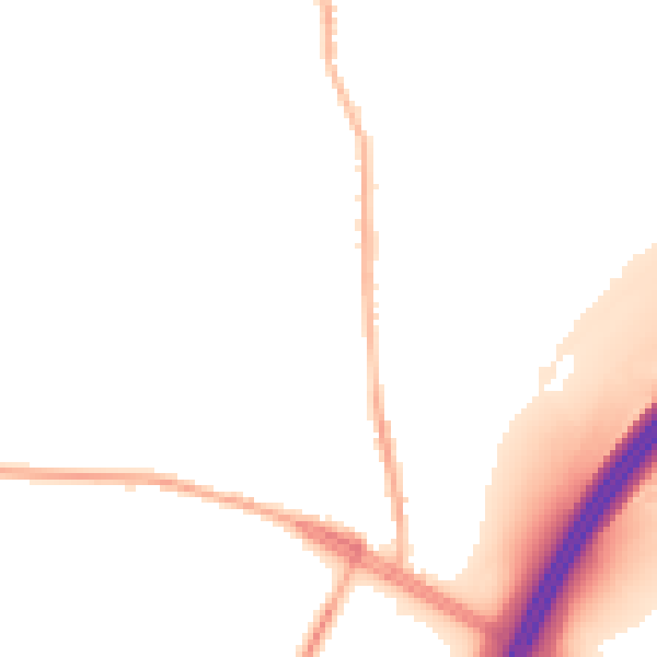 Night-time road noise heatmap for BD19 6NG