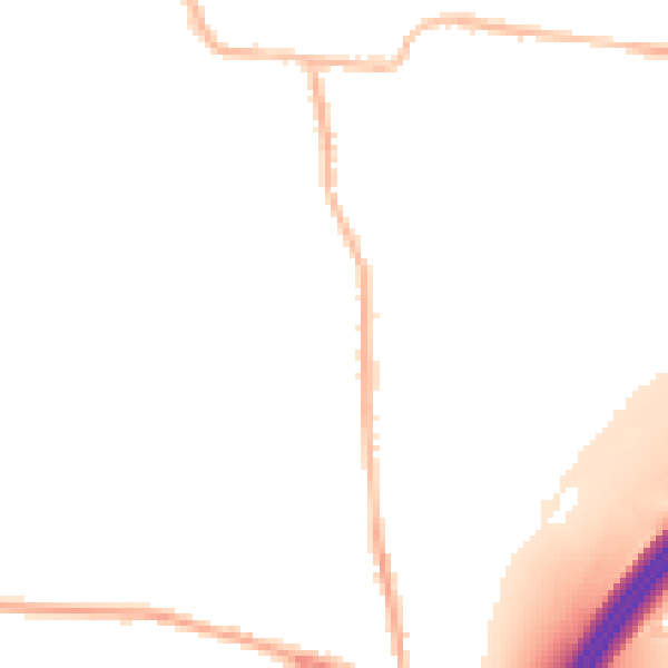Night-time road noise heatmap for BD19 6NL