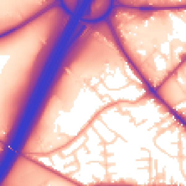 Daytime road noise heatmap for BD19 6UA