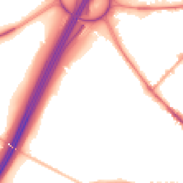 Night-time road noise heatmap for BD19 6UA