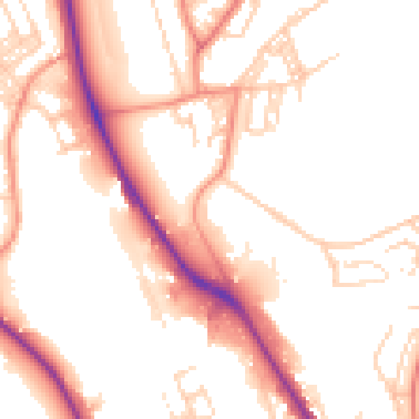 Daytime road noise heatmap for BD2 1AS
